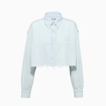 Miu Miu Women Denim Shirt with Embroidered Logo