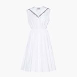 Miu Miu Women Sailor Poplin Dress with Embroidered Logo