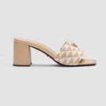 Prada Women Embroidered Fabric Sandals-Beige