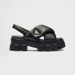 Prada Women Monolith Padded Nappa Leather Sandals-Black