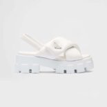 Prada Women Monolith Padded Nappa Leather Sandals-White