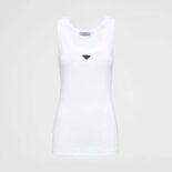 Prada Women Ribbed Knit Jersey Tank Top-White