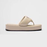 Prada Women Soft Padded Nappa Leather Thong Wedge Sandals