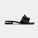 Roger Vivier Women Strass Heel Covered Buckle Mules in Satin-Black