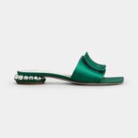 Roger Vivier Women Strass Heel Covered Buckle Mules in Satin-Green