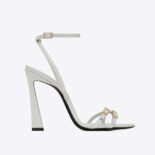 Saint Laurent YSL Women Lila Sandals in Crepe Satin-White