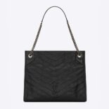 Saint Laurent YSL Women Niki Medium Shopping Bag in Crinkled Vintage Leather-Black