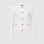 Balmain Women Knit Cardigan with Gold Buttons-White