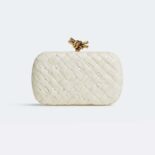 Bottega Veneta Women Knot Foulard Intreccio Leather Minaudiere-White