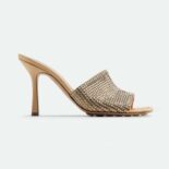 Bottega Veneta Women Stretch Strass-Embellished Silk Mules-Gold