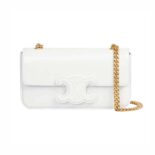 Celine Women Chain Shoulder Bag Cuir Triomphe in Shiny Calfskin-White