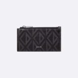 Dior Men Zipped Card Holder Black CD Diamond Canvas