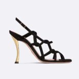 Dior Women D-Fame Heeled Sandal Black Suede Calfskin