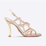 Dior Women D-Fame Heeled Sandal Gold-Tone Laminated Lambskin