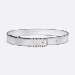 Dior Women D-Fence Belt Silver-Tone Laminated Crinkled Calfskin 30 MM