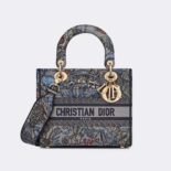 Dior Women Medium Lady D-lite Bag Denim Multicolor Dior Jardin Magique Embroidery