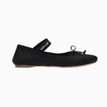 Miu Miu Women Satin Ballerinas with Knit Logo Label-Black