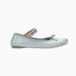 Miu Miu Women Satin Ballerinas with Knit Logo Label-Blue