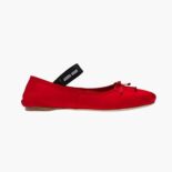 Miu Miu Women Satin Ballerinas with Knit Logo Label-Red