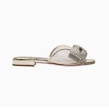 Miu Miu Women Vinyl and Metallic Leather Sandals with Crystals