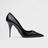 Prada Women Brushed Leather Pumps-Black