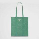 Prada Women Small Antique Nappa Leather Tote-Green