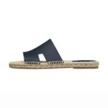 Hermes Unisex Catalya Espadrille in Calfskin with Rope Sole and "H" Cut-out-Black