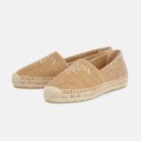 Prada Women Crochet Espadrilles with Embroidered Logo-Beige