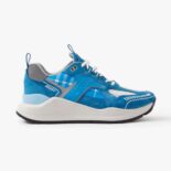 Burberry Men Leather Suede and Check Sneakers-Blue