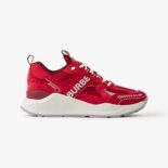 Burberry Men Leather Suede and Check Sneakers-Red