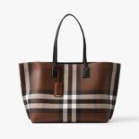 Burberry Women Check Tote in Calf Leather