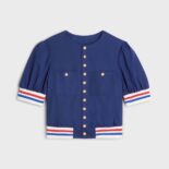 Celine Women Cardigan Jacket in Cotton Gabardine-Navy