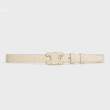 Celine Women Medium Cuir Triomphe Belt in Smooth Calfskin-White