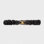 Celine Women Small Triomphe Scrunchy Belt in Lambskin-Black