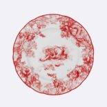 Dior Unisex Dessert Plate Red Toile de Jouy Lion