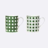 Dior Unisex Set of Two Mugs Green Cannage Provence