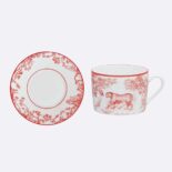 Dior Unisex Teacup Saucer Red Toile De Jouy