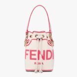 Fendi Women Mon Tresor Beige Canvas Mini-bag with Fendi Roma Embroidery