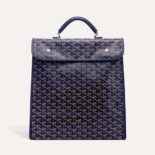 Goyard Women Saint Léger Backpack in Goyardine Canvas & Chevroches Calfskin-Navy