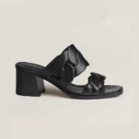 Hermes Women Gaby 60 Sandal in 6 cm High Heel-Black