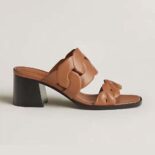 Hermes Women Gaby 60 Sandal in 6 cm High Heel-Brown