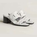 Hermes Women Gaby 60 Sandal in 6 cm High Heel-White