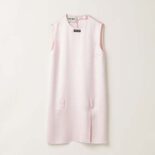 Miu Miu Women Satin Mini-dress with Jacquard Logo-Pink