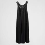 Prada Women Re-Nylon and Lace Midi-Dress-Black
