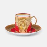 Versace Unisex Medusa Amplified Coffee Set Includes a Coffee Cup with Handle and a Matching Saucer