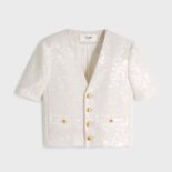 Celine Women Embroidered Cardigan Jacket in Bouclé Tweed