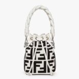 Fendi Women Mon Tresor Black and White Canvas Mini-bag with FF Embroidery